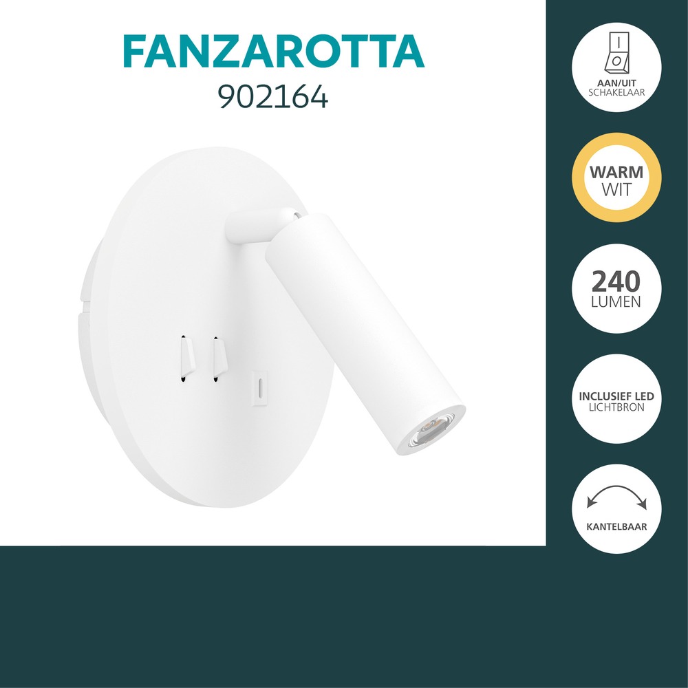 Lampe de chevet Fanzarotta Rond blanc Eglo 9008606356843