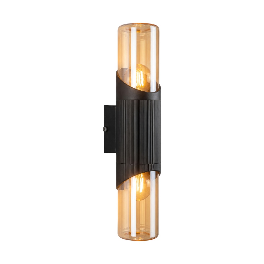 Lampe murale de conception Broadway Noir avec double verre ambré