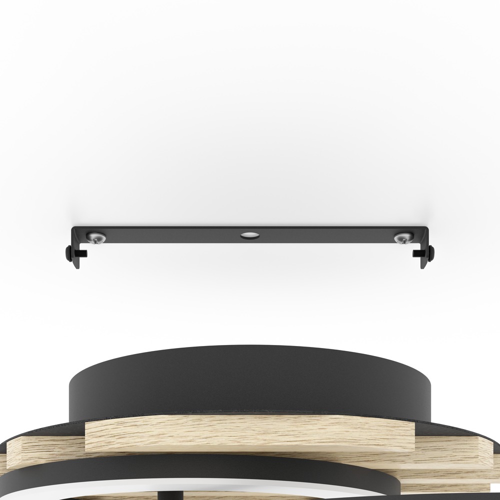 Lampe de plafond moderne Cembrano noir avec bois rond Eglo 9008606388158