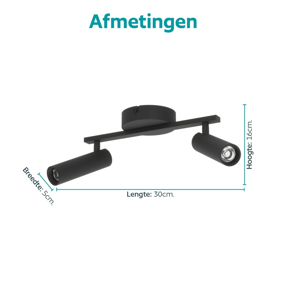 Emplacement monté en surface Valproto 2-noir clair Eglo 9008606390366