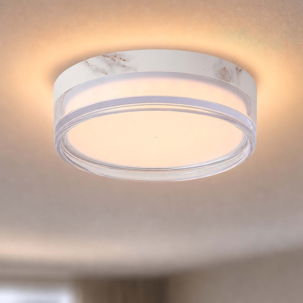 Lampe de plafond Button Ø 13 cm de marbre blanc Searchlight 5,05342E+12