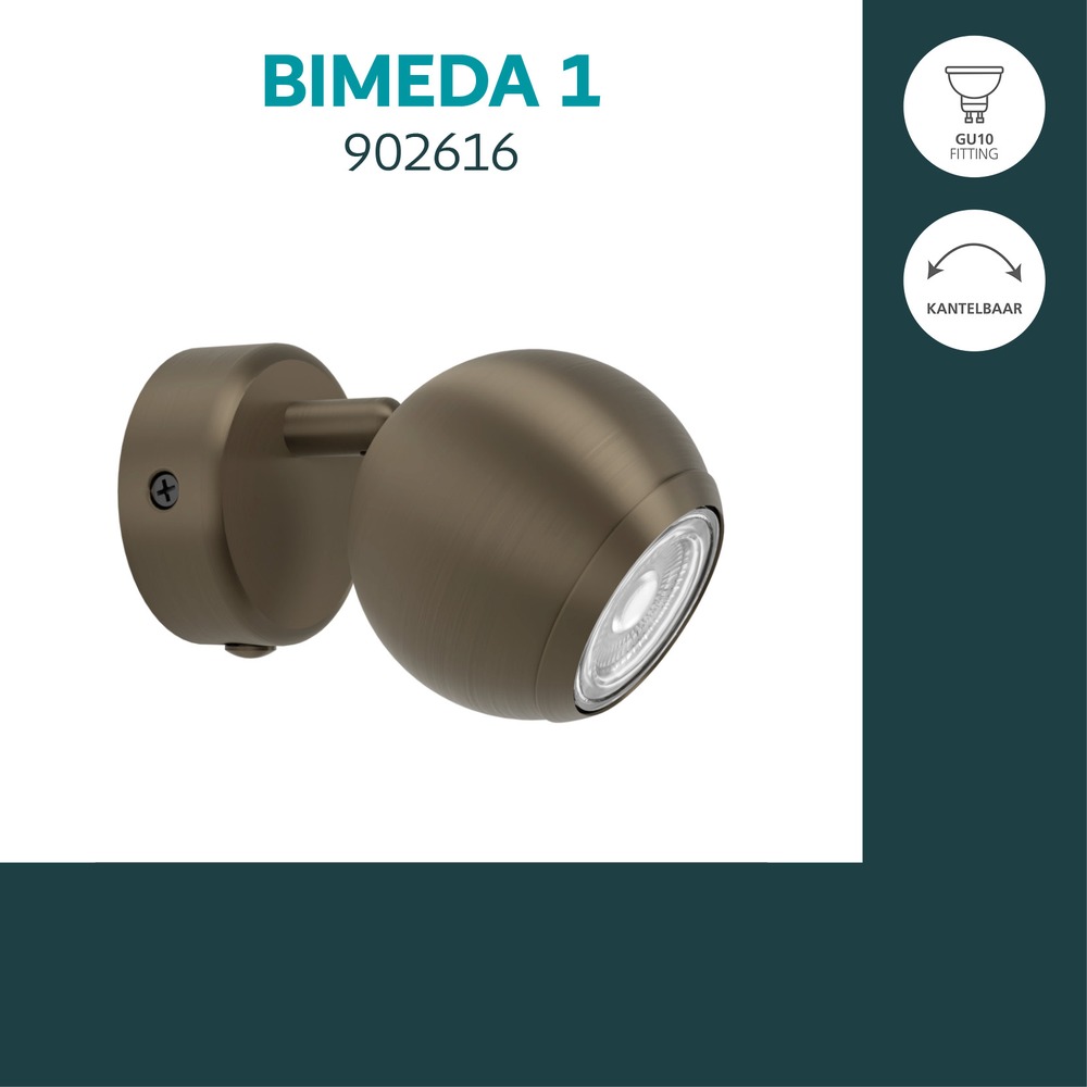 Lampe murale de conception Bimeda 1 Bronze foncé Eglo 9008606391134