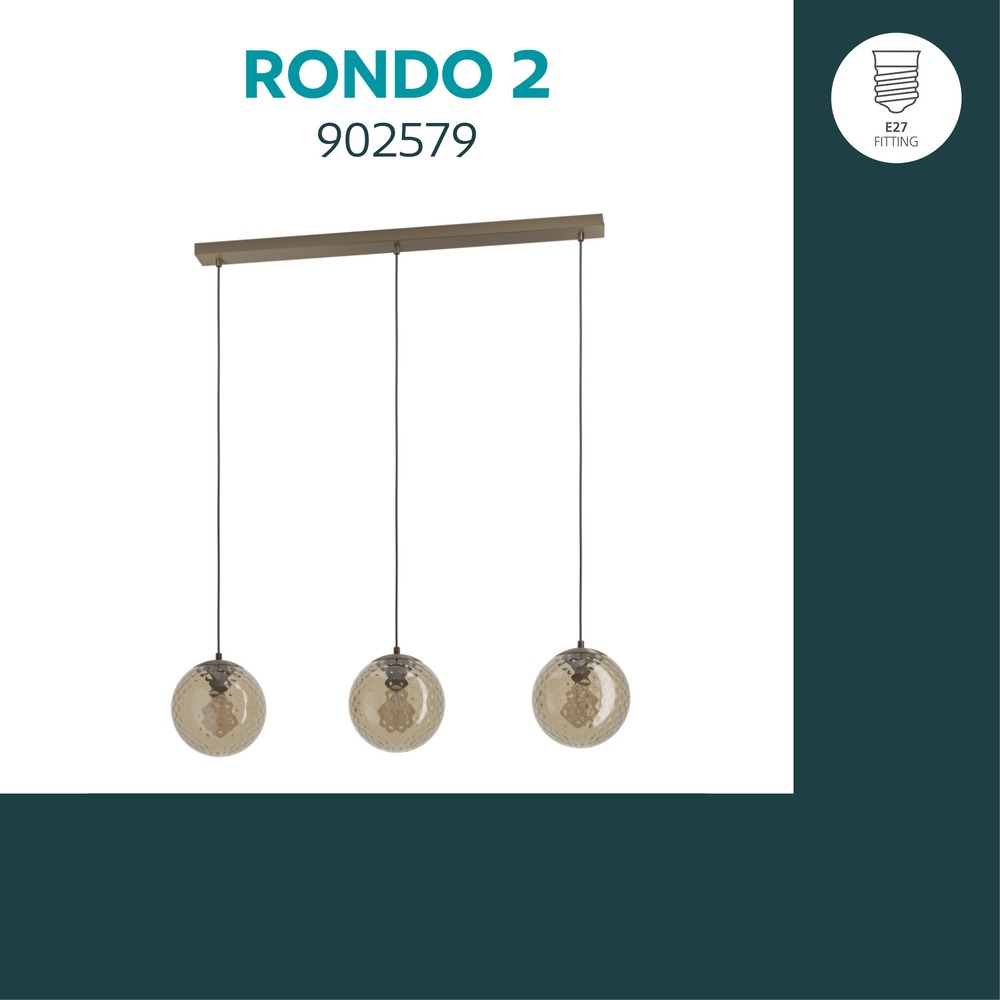 Lampe pendante à 3 lampes Rondo 2 Bronze foncé Eglo 9008606390243