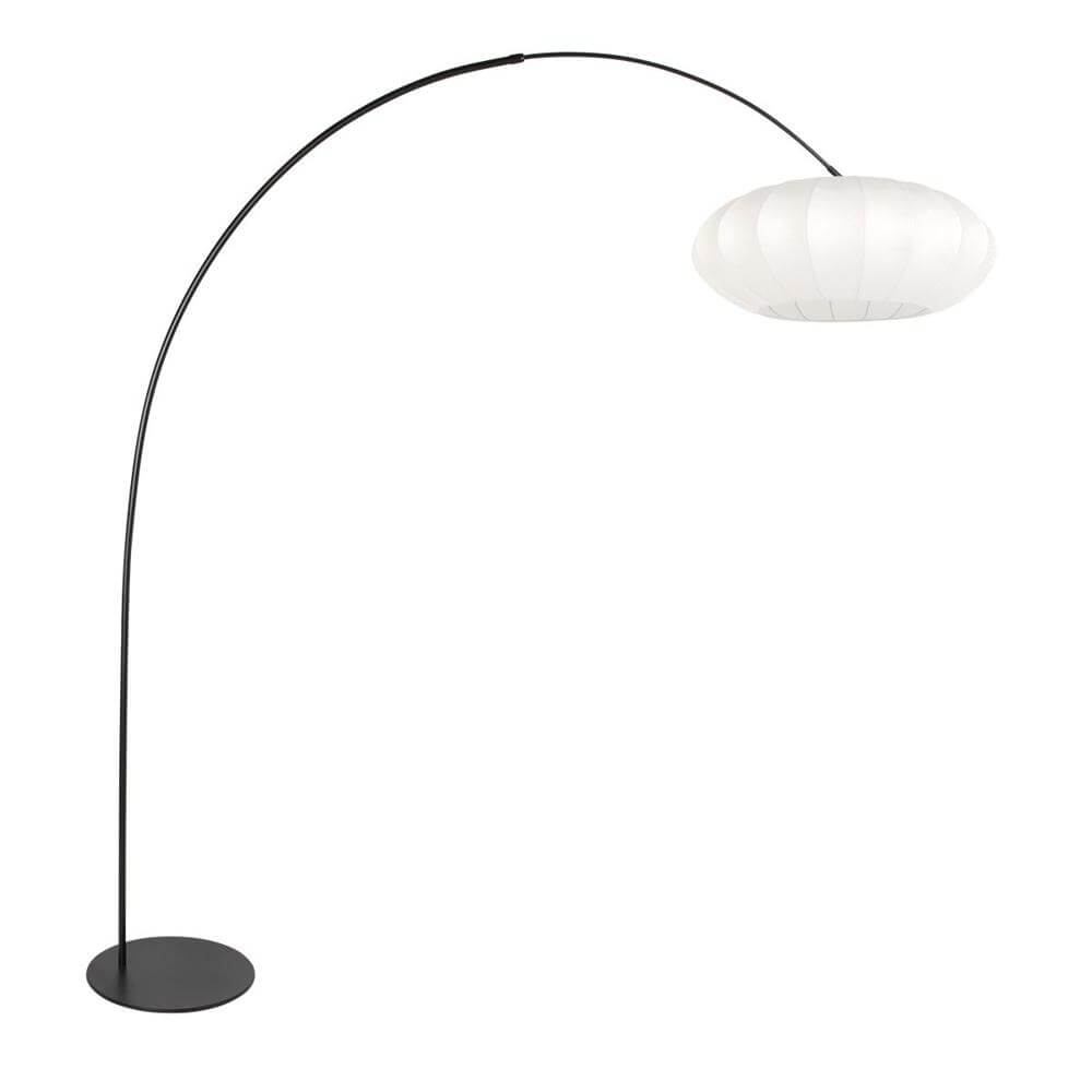 Vloerlamp Curve zwart met witte kap Ø 60cm