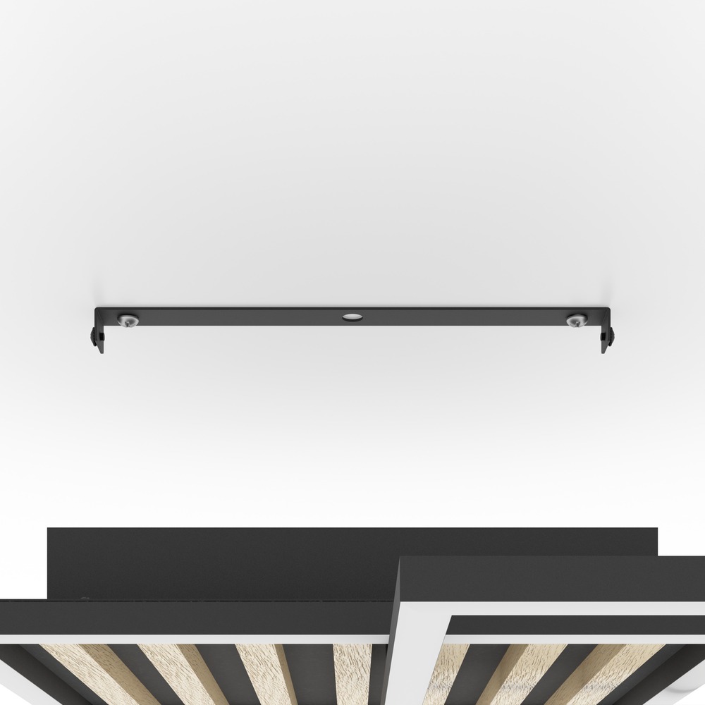 Lampe de plafond moderne Cembrano noir avec carré bois 48,5 x 48,5 cm Eglo 9008606388226