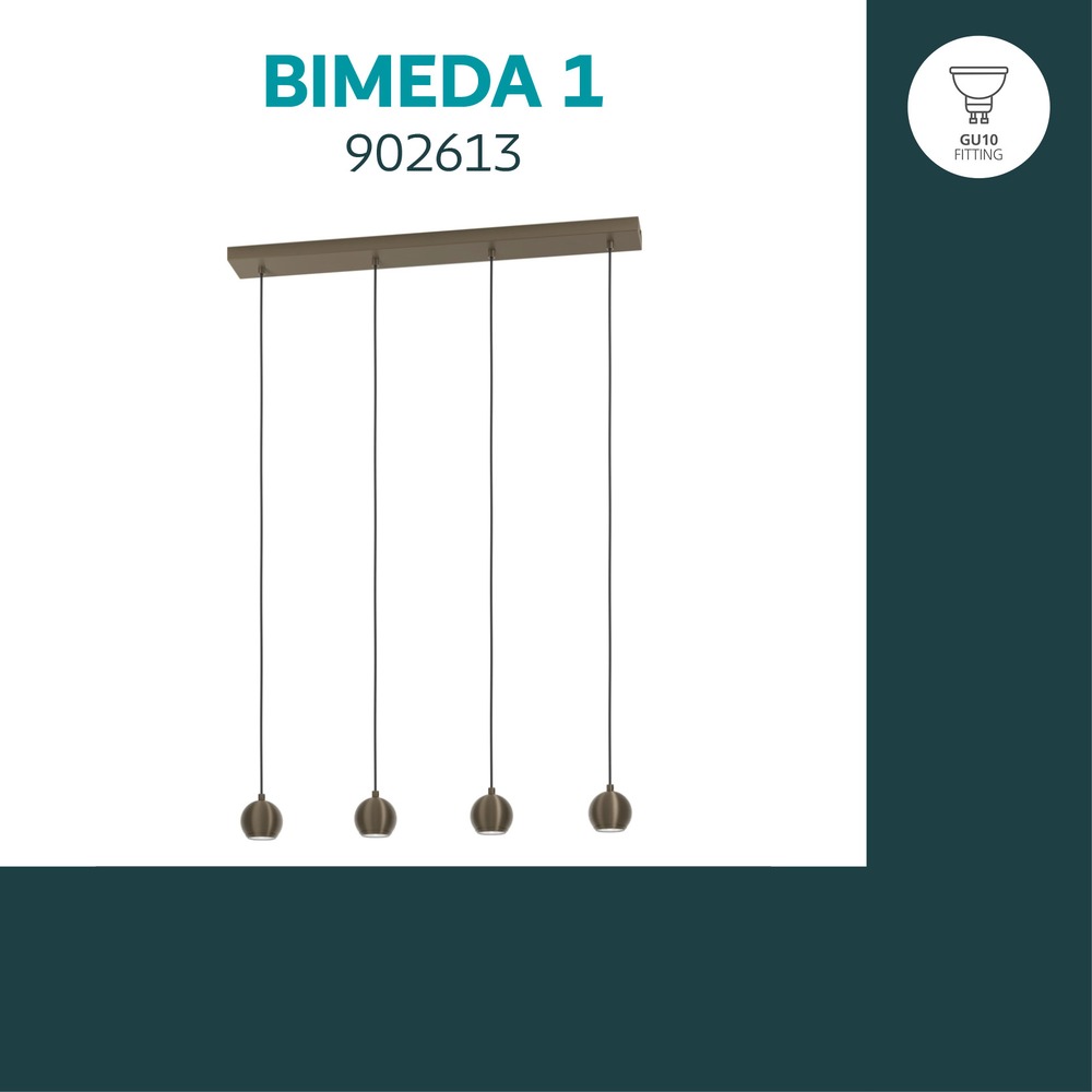 Lampe pendante de conception Bimeda 1 Quatre feux en bronze foncé Eglo 9008606391103