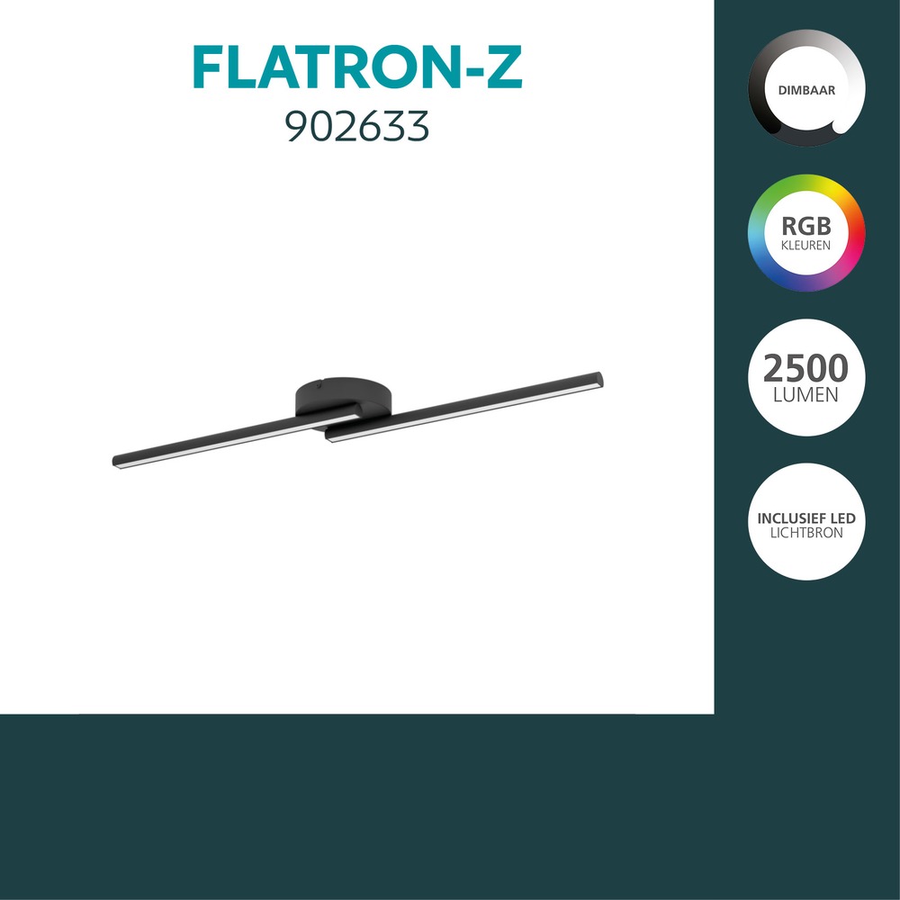 Éclairage de plafond intelligent Flatron-Z Noir Eglo 9008606390588