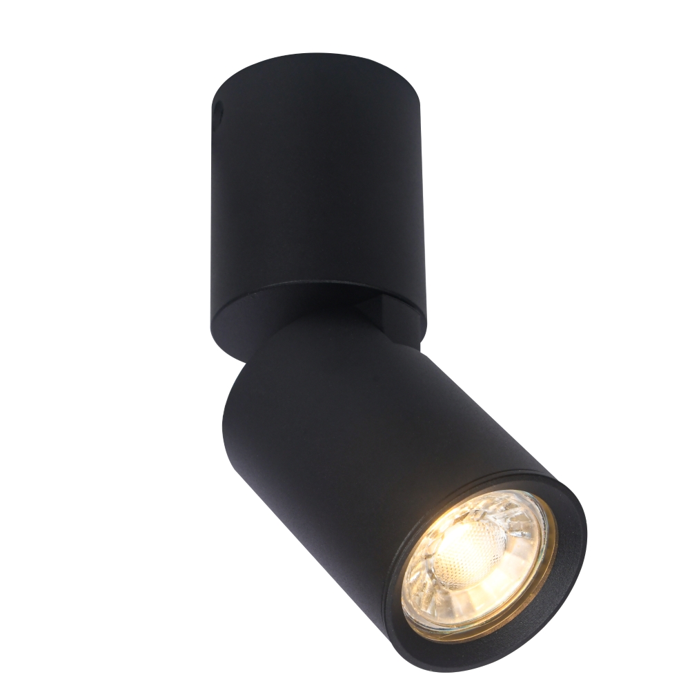 Spot en saillie noir Parma orientable en aluminium