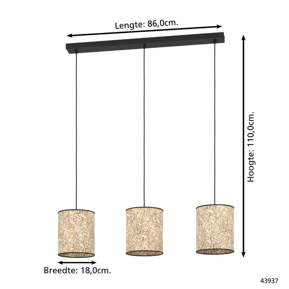 Lampe suspendue naturelle Butterburn 3 lumières Eglo 9002759439378