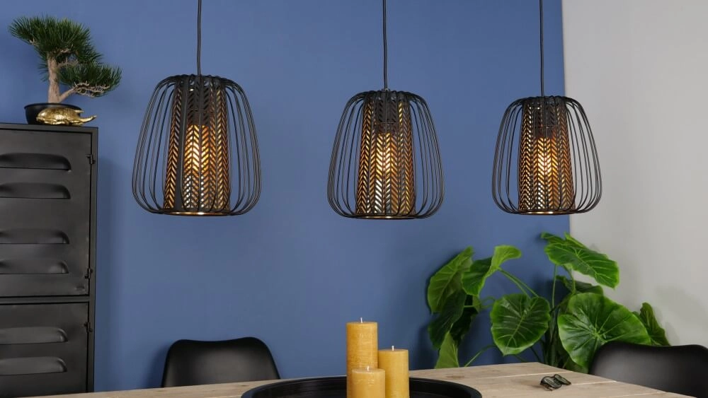 Lampe suspendue pour salle à manger Curasao noir avec de l'or Eglo 9002759996628