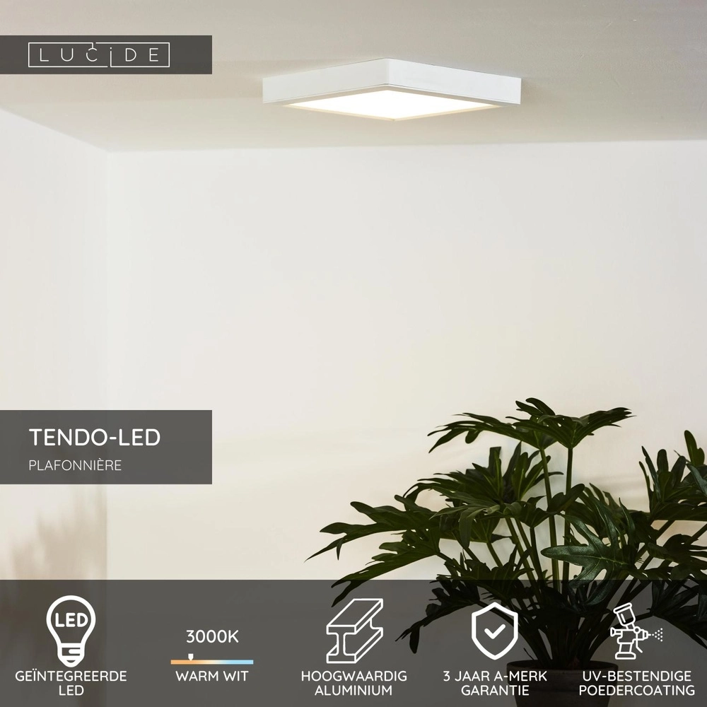 Lumière blanche de plafond Tendo-Led Carré Lucide 5411212071774