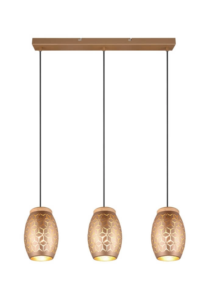 Lampe à suspension marron Bidar 3 lumières Trio 4017807579031