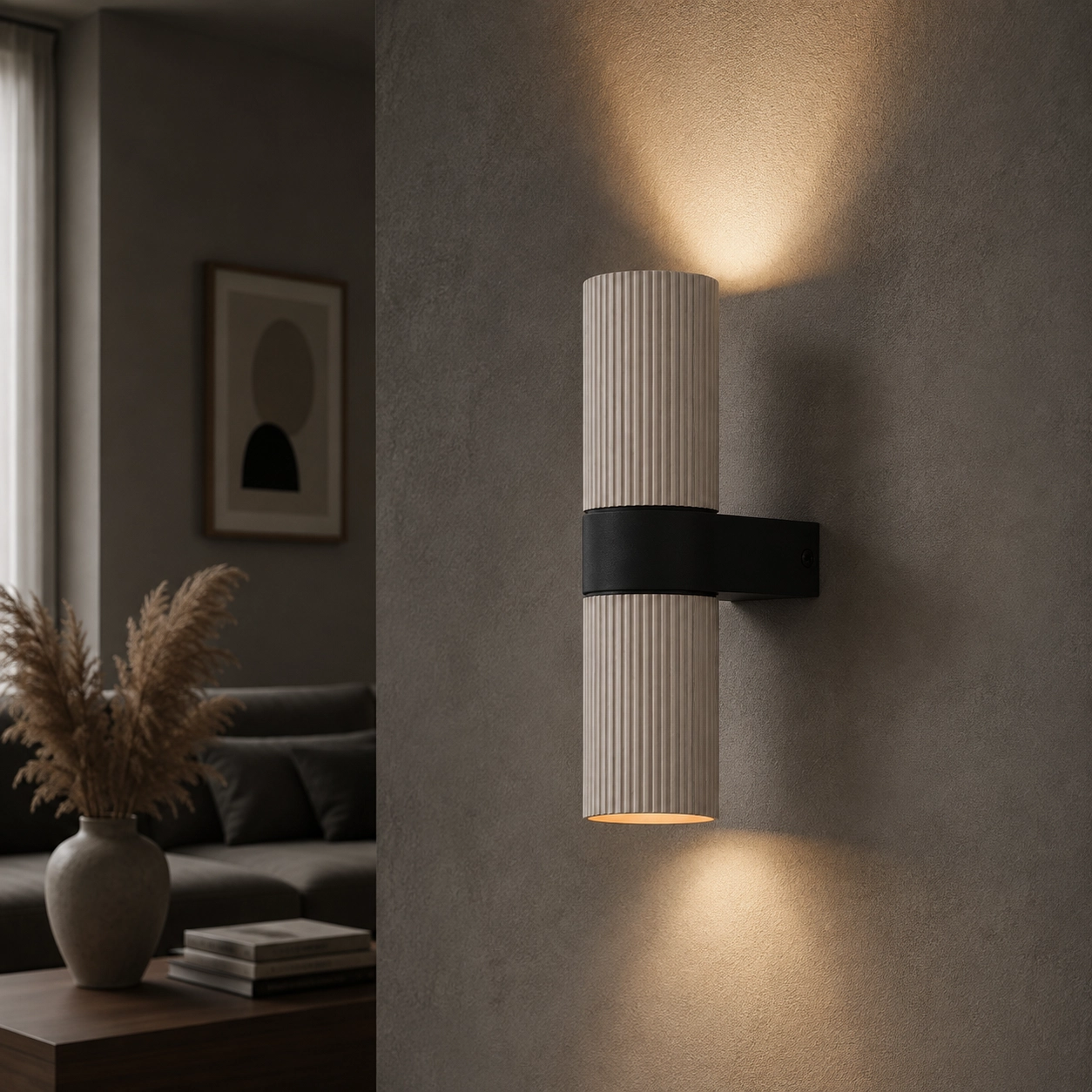 Nervures de points sur le mur Linea Sable avec noir
