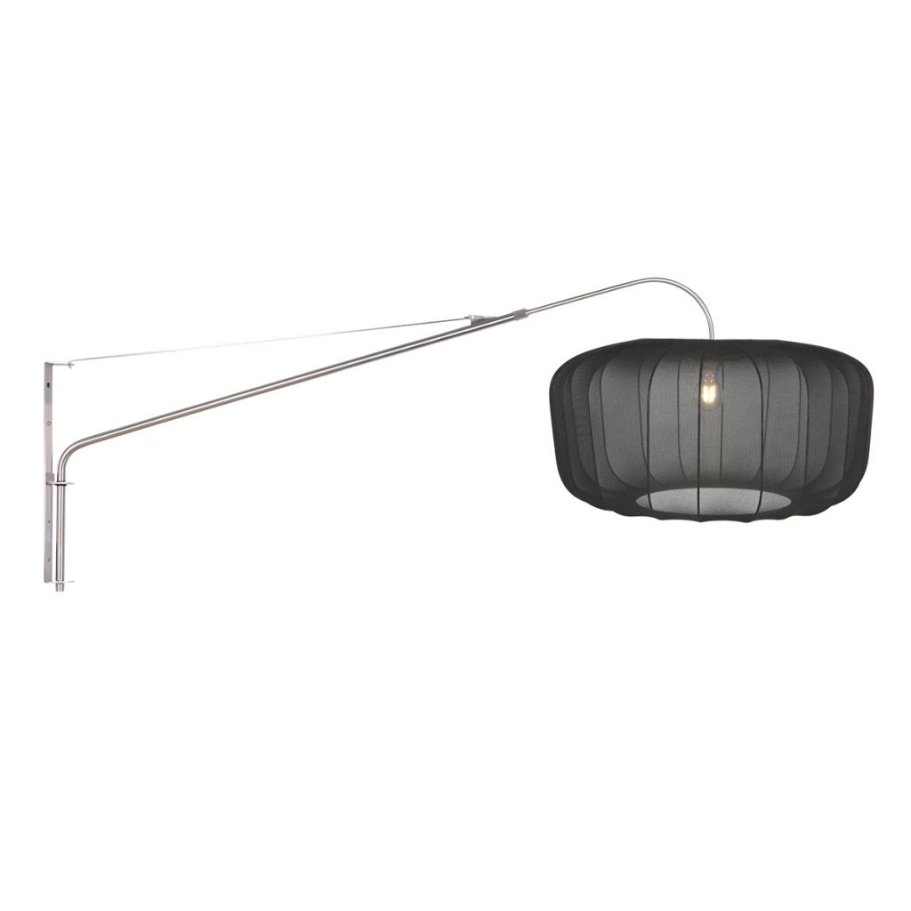 Lampe murale Vela Lino gris métal avec teinte noire Ø60cm