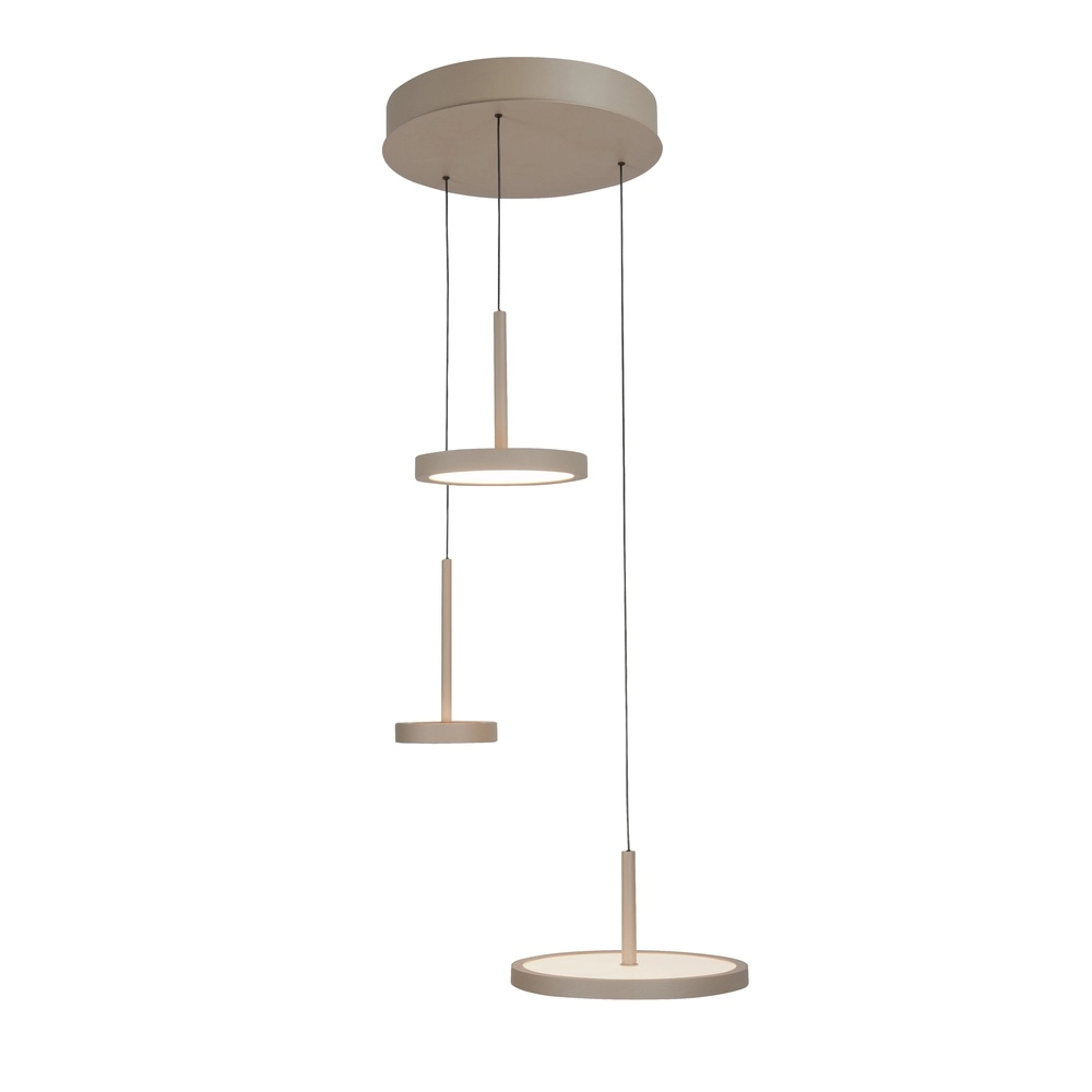 Lampe suspendue élégante Falcon Rond 3-liches brun sable