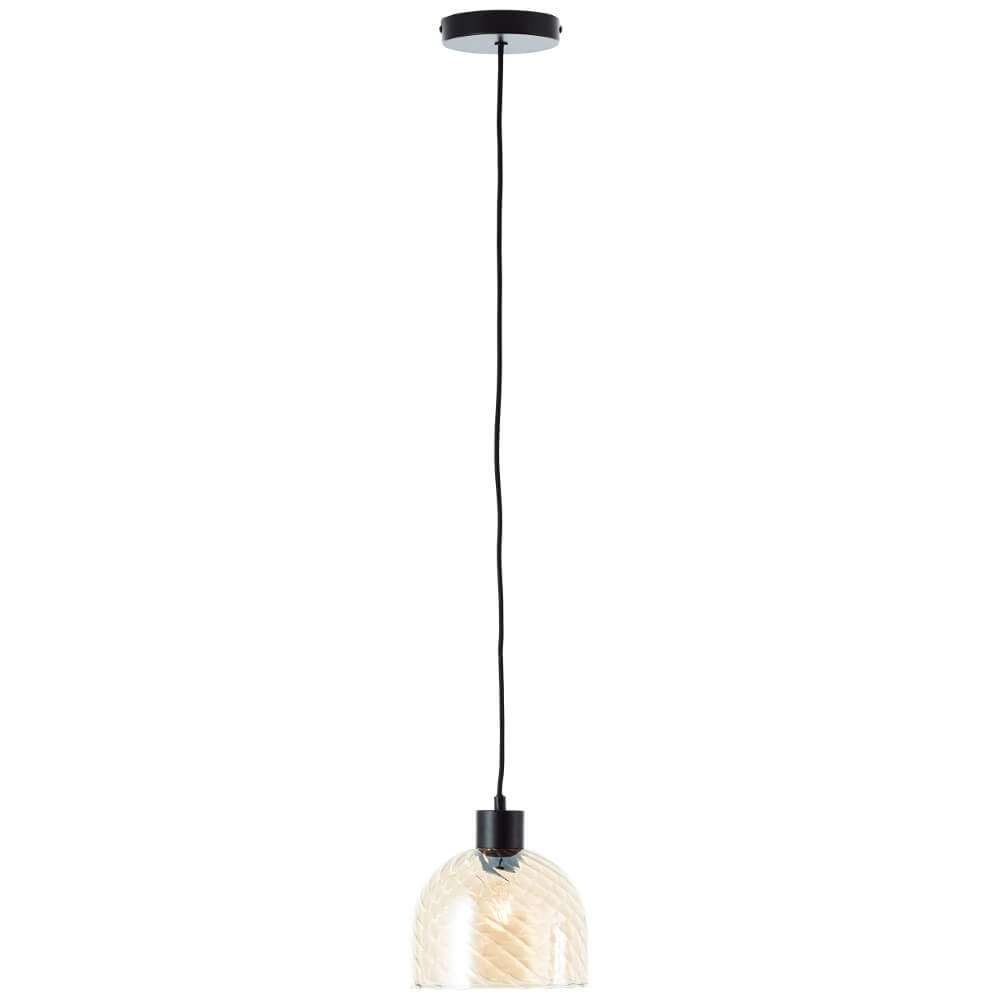 Lampe suspendue Casto noir avec verre ambré Lampe suspendue Casto noir avec verre ambré
