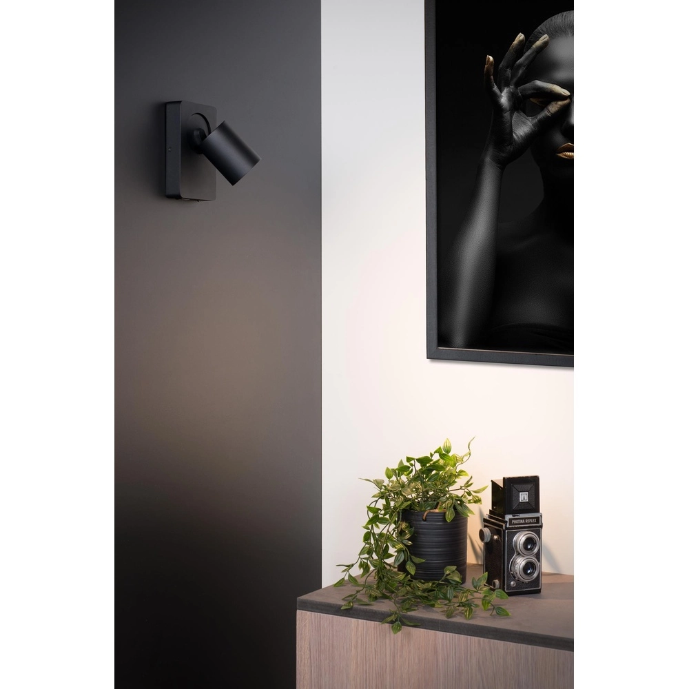 Lampe de chevet Nigel avec point de charge USB noir Lucide 5411212092731