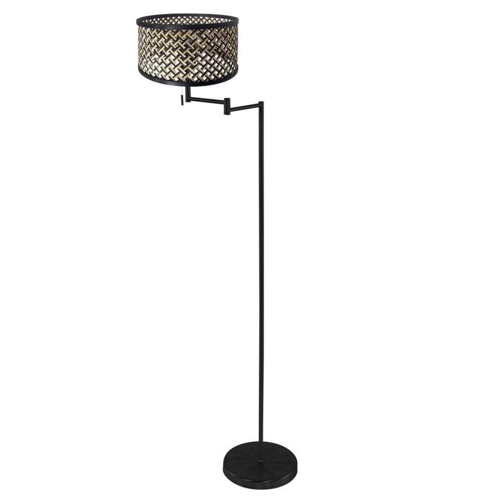 Lampadaire Bella noir avec abat-jour en bambou Steinhauer 8712746174588