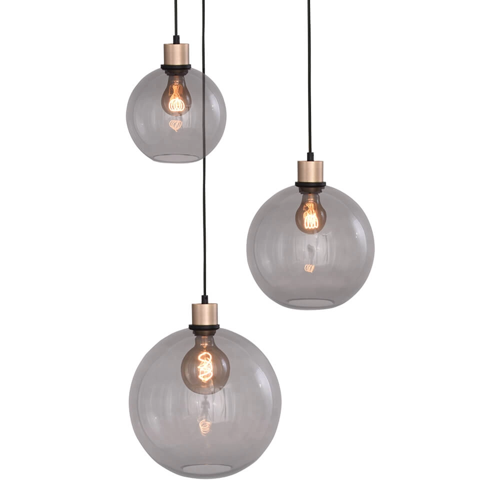 Lampe suspendue Vide Lazise Or 3 lumières avec noir Masterlight 8718121303062