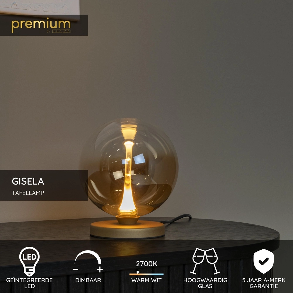 Lampe de table LED design Gisela Fondu - 1x Ø 16cm Premium by Lucide 5411212134875