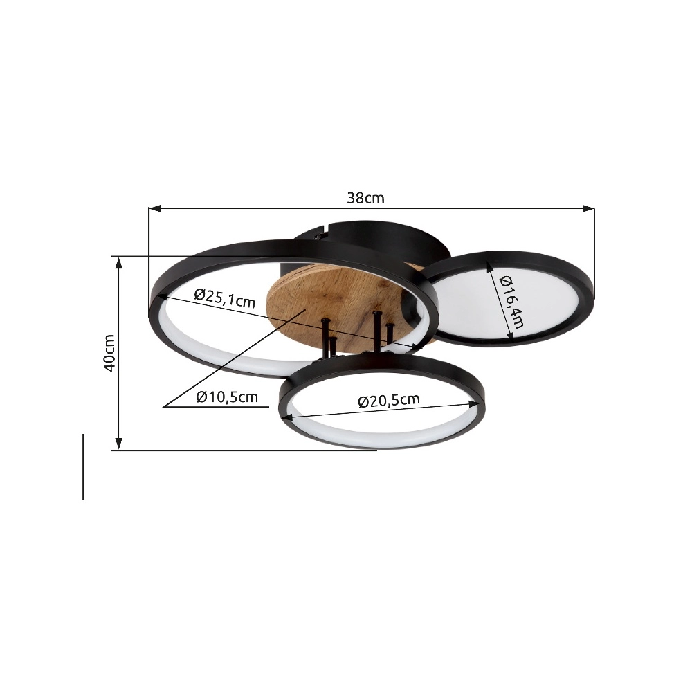 Lampe de plafond noire Sid Conception en bois Globo 9007371436392