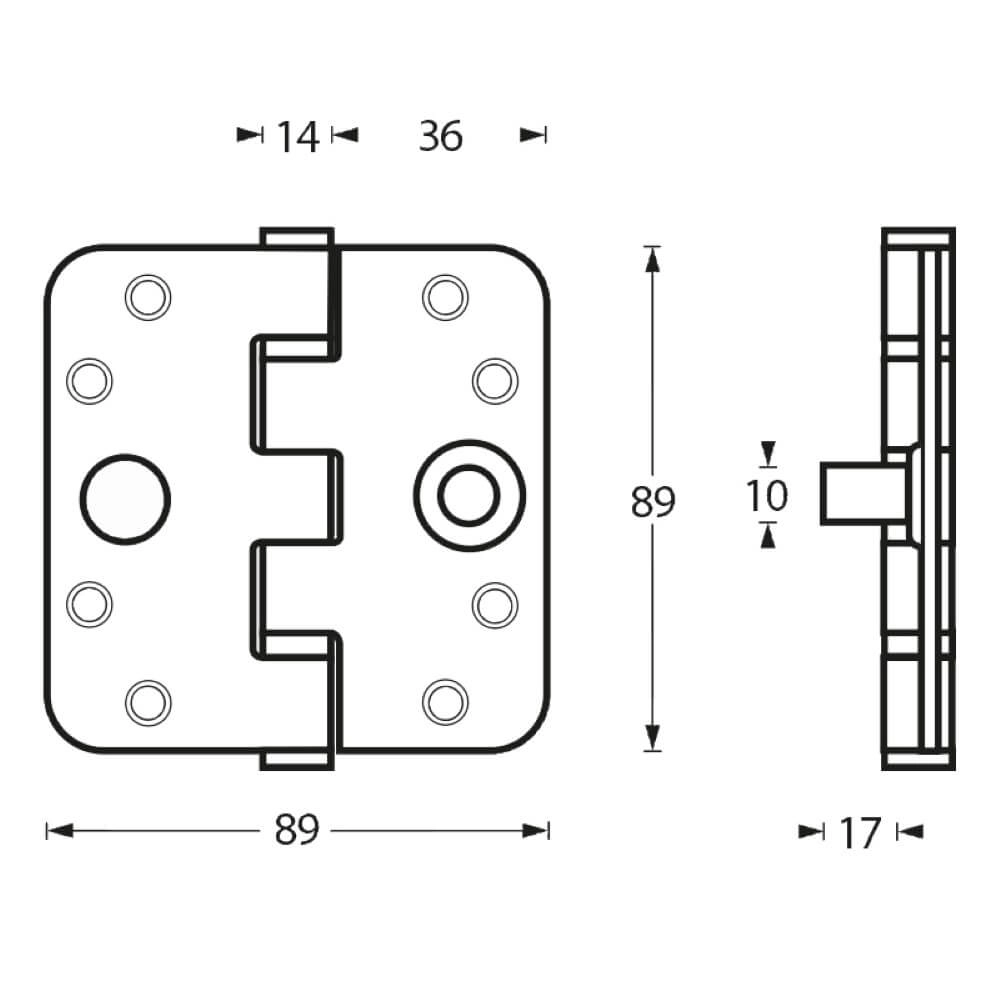 Charnière à roulement à billes Rotura Acier inoxydable arrondi jusqu’à 80 kg Intersteel 8714186112687