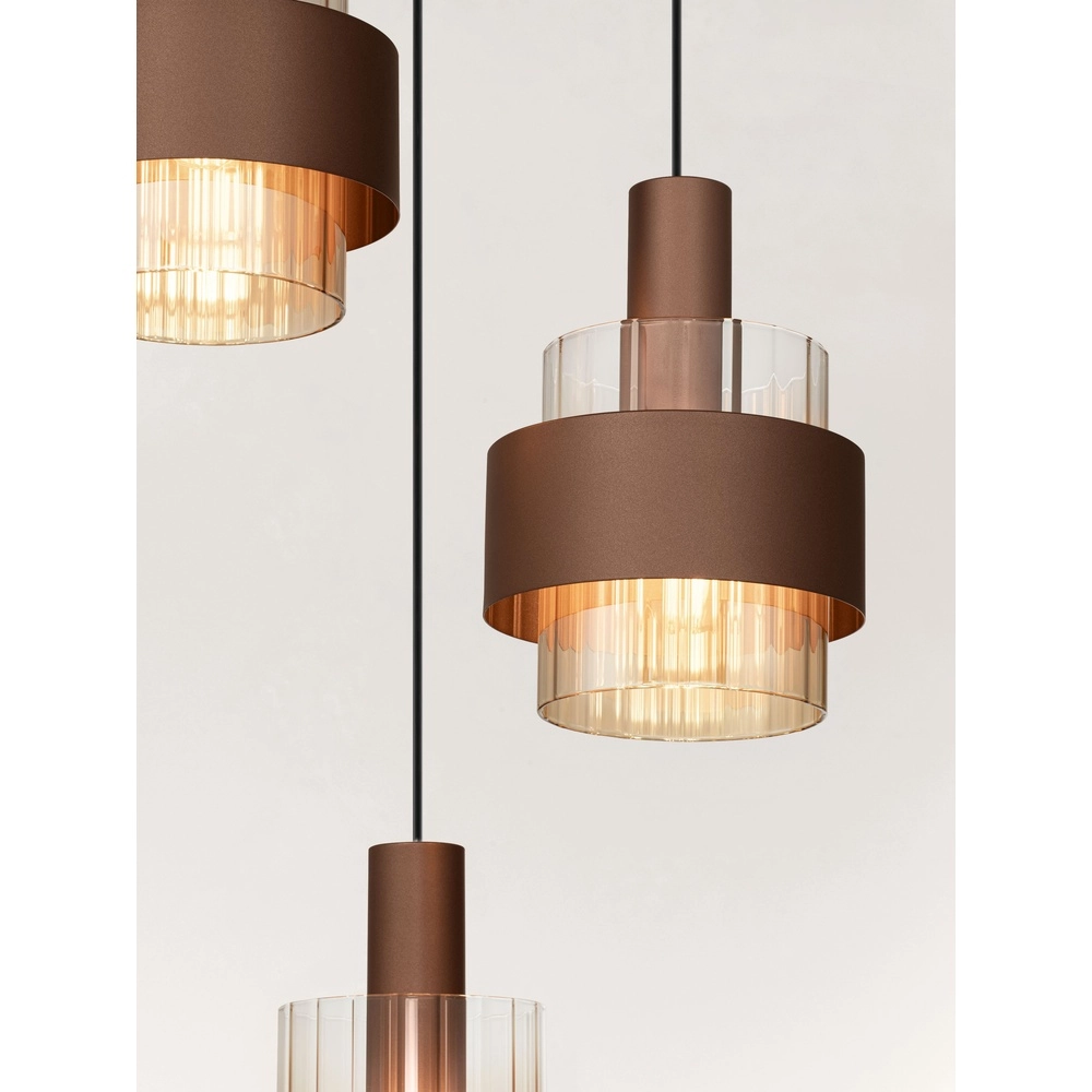 Lampe pendante moderne Serena 3 café brun clair Lyora 5212063501140