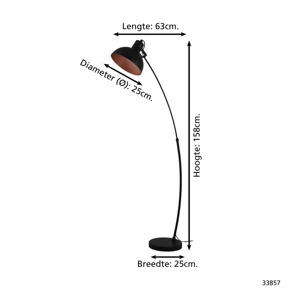 Lampe à arc noir Jaafra Réglable Eglo 9002759338572
