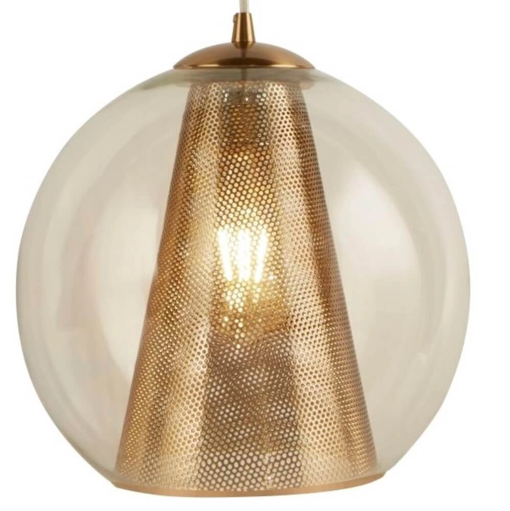 Lampe suspendue dorée Conio avec du verre Searchlight 5053423135892