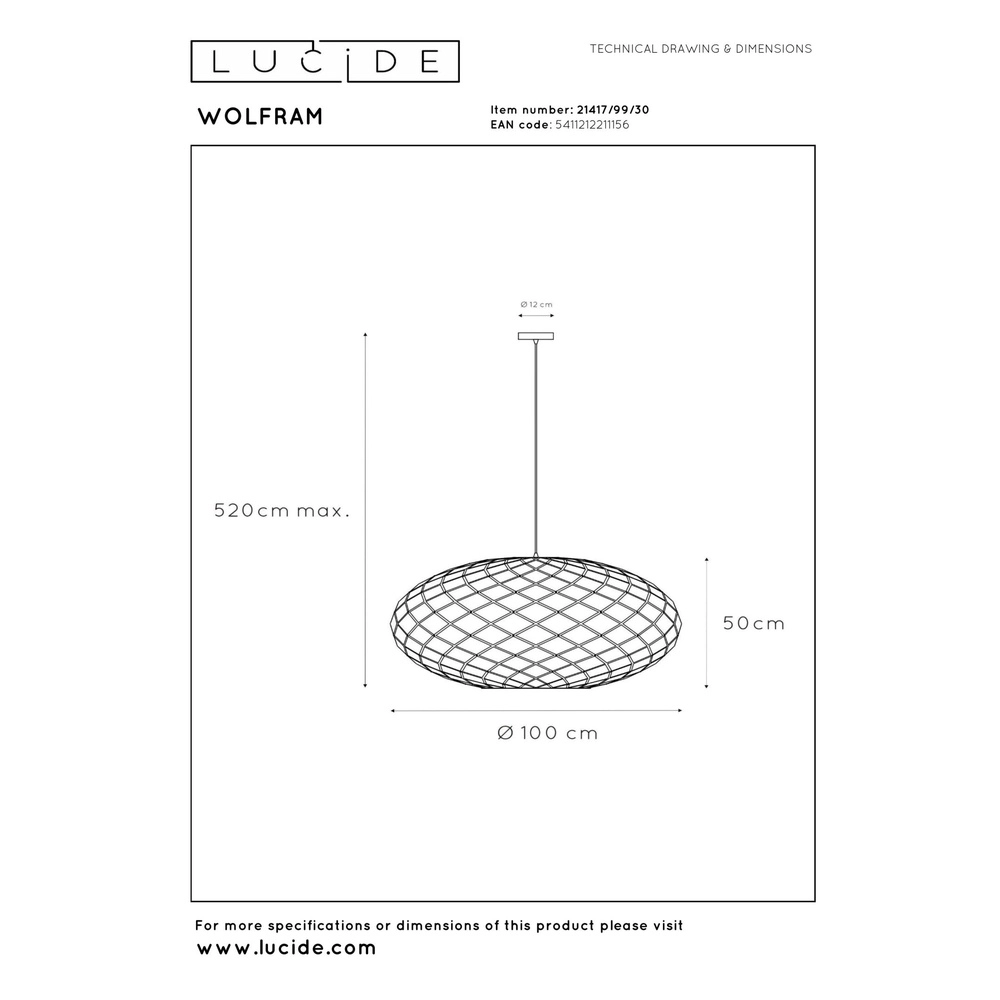 Lampe pendante Vide Wolfram Noir à 3 lumières Lucide 5411212211156