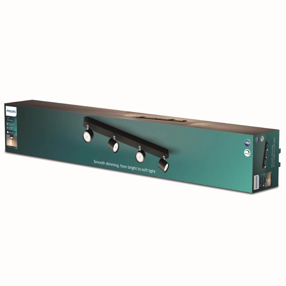 Spot de plafond LED noir Star 4 lumières Philips 8719514435438