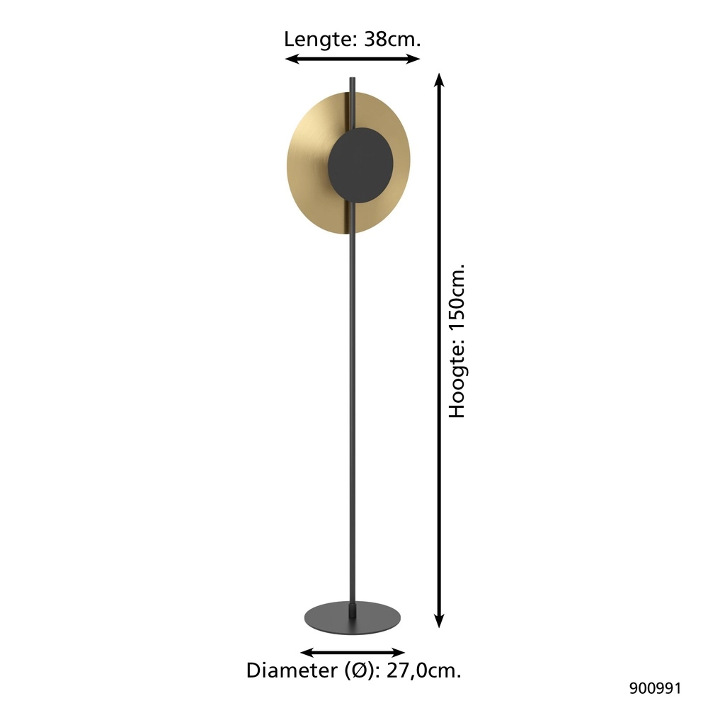 Lampe sur pied à LED Tocina noir avec or Eglo 9008606292660