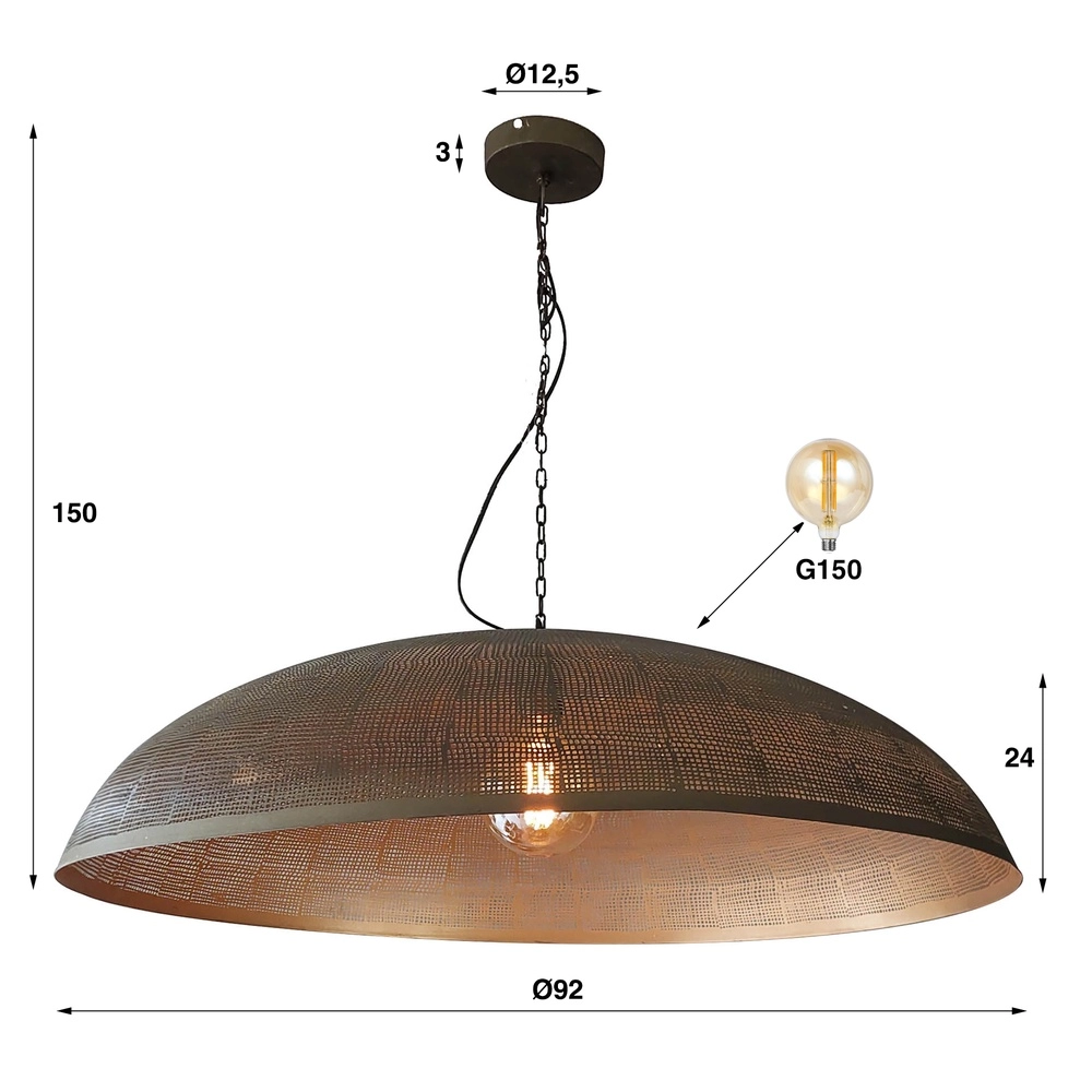 Lampe suspendue en treillis métallique Cosmic Ø 92cm - bronze cuivré Lyora 8716803511071