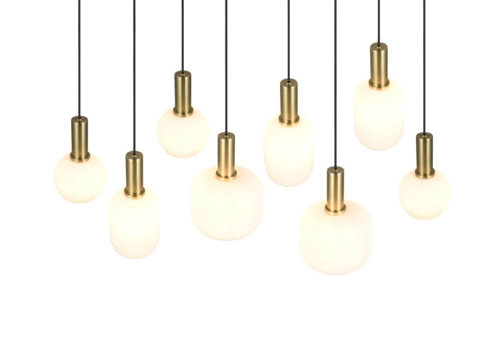 Lampe suspendue pour salle à manger Diva 8 lumières - verre blanc Trio 4017807614527