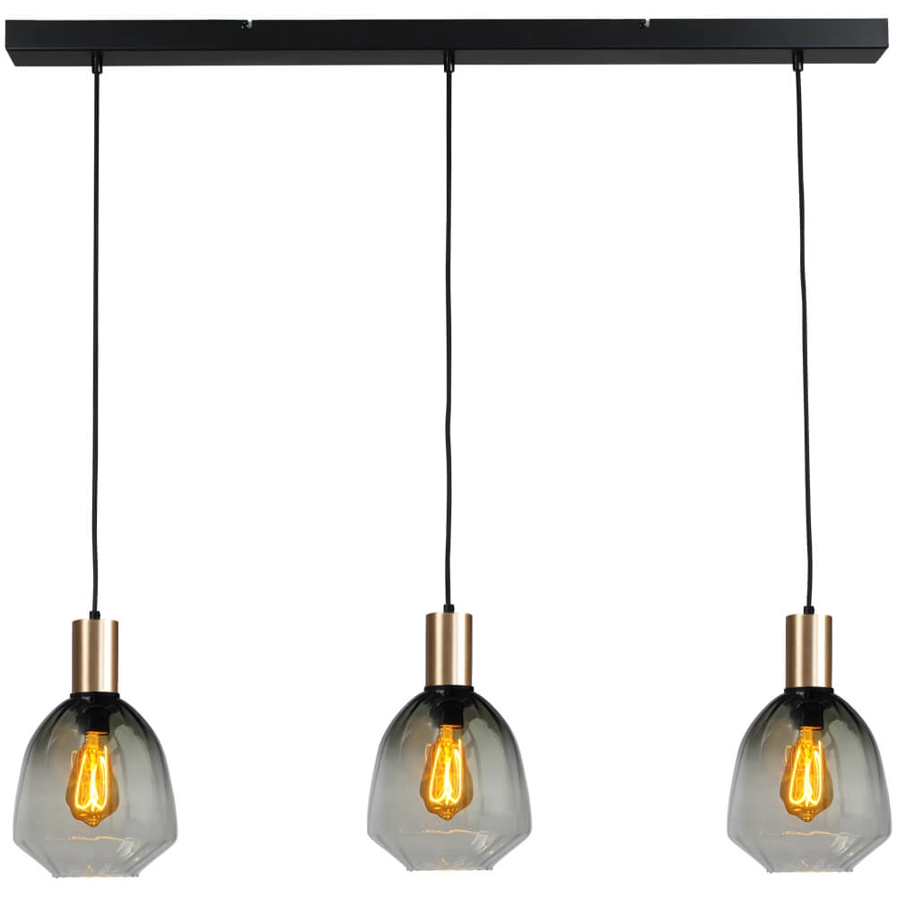 Lampe suspendue 3 lumières - dorée - Porto avec des lunettes vertes Nicolette Lampe suspendue 3 lumières - dorée - Porto avec des lunettes vertes Nicolette