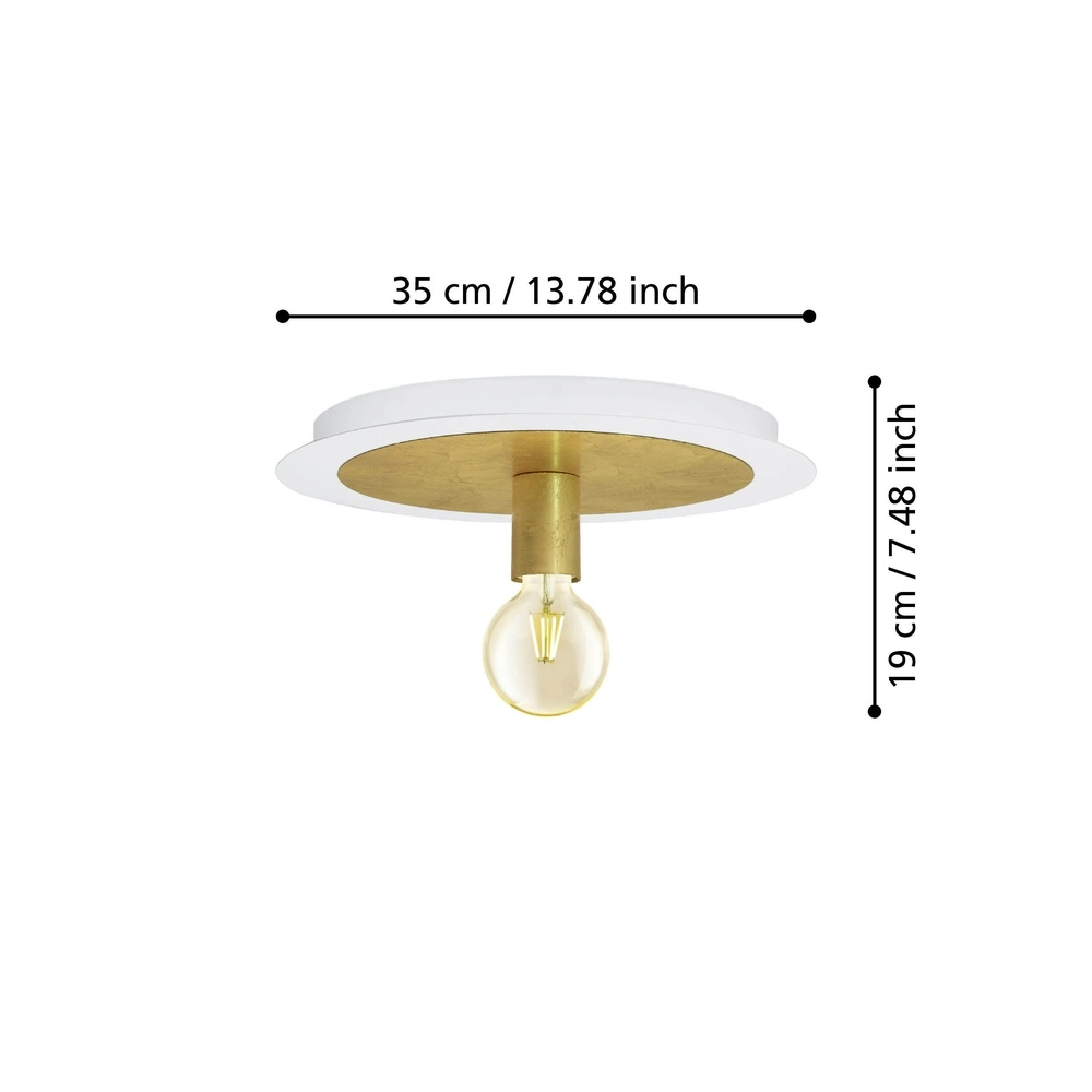 Lampe de plafond unique Passano Single blanc et or Eglo 9002759974916