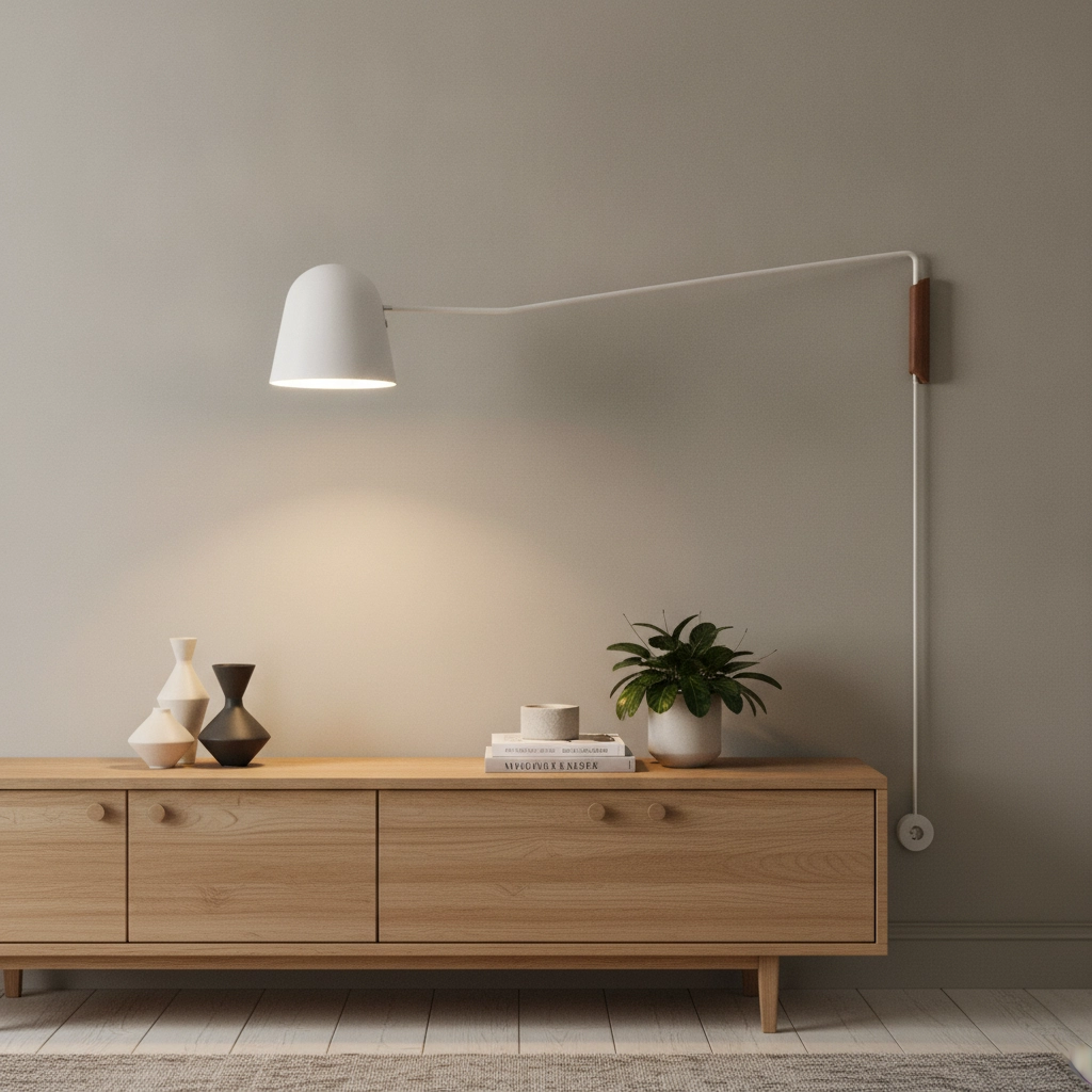 Lampe de lecture élégante Sensa blanc avec du bois