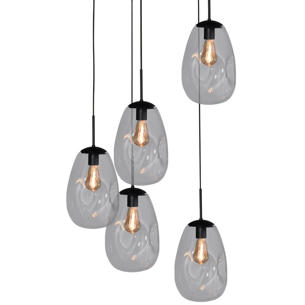 Lampe suspendue Vide Lava 5x verre transparent Ø 22,5 cm Masterlight 8718121286501