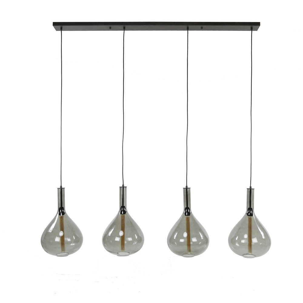 Lampe suspendue en verre Smoke 4x Ø 28cm Lyora 8716803513280