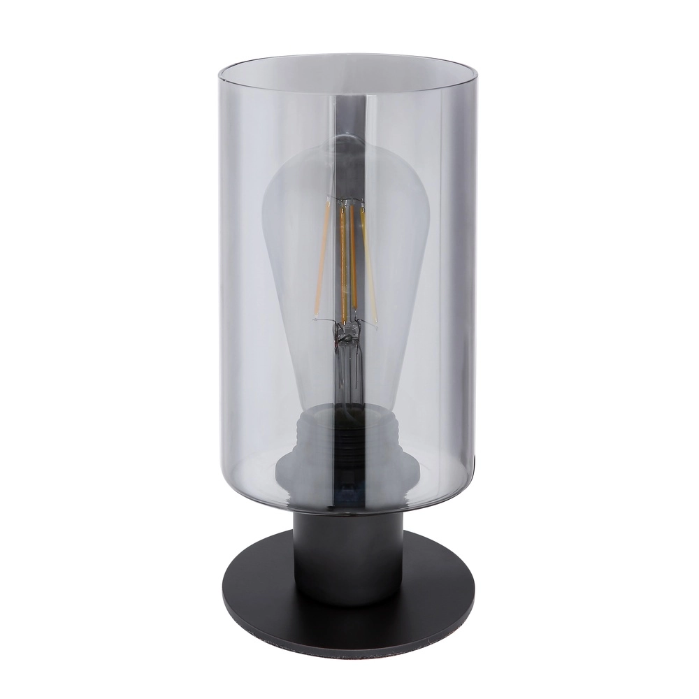Lampe de table Hadera noir avec verre fumé Globo 9007371405848