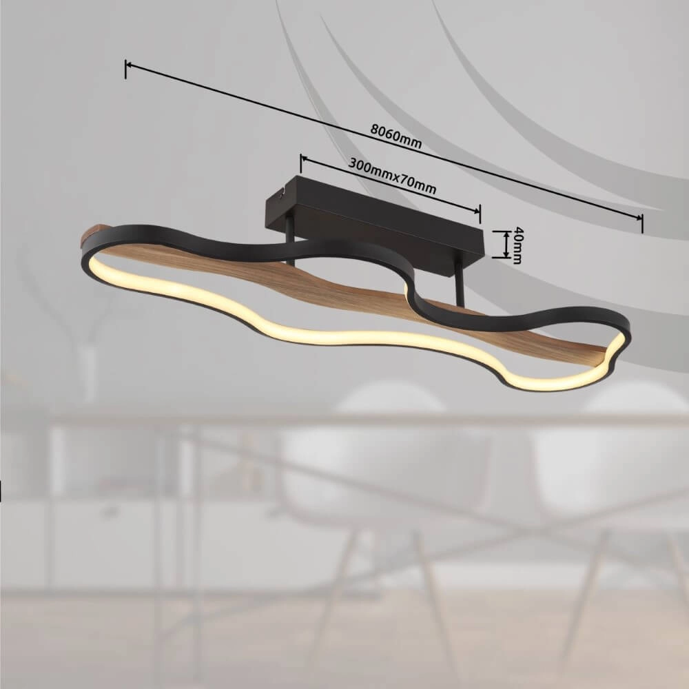 Plafonnier Bezzy design noir avec du bois Globo 9007371457649