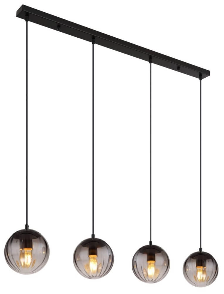 Lampe suspendue 4 lumières Dallerta verre de fumée Lampe suspendue 4 lumières Dallerta verre de fumée