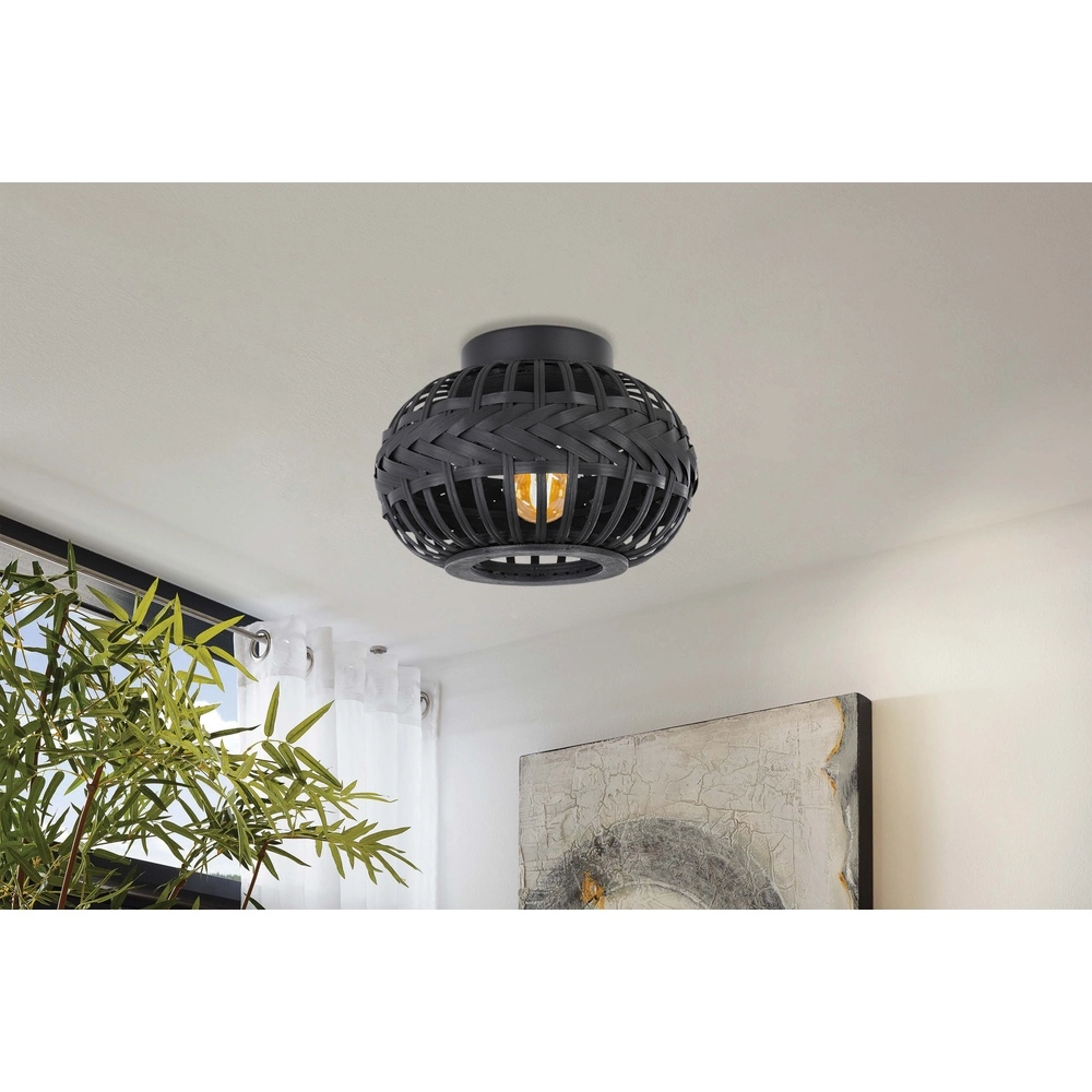 Lampe de plafond noire Towcester Ø 26cm - bois Eglo 9002759439118