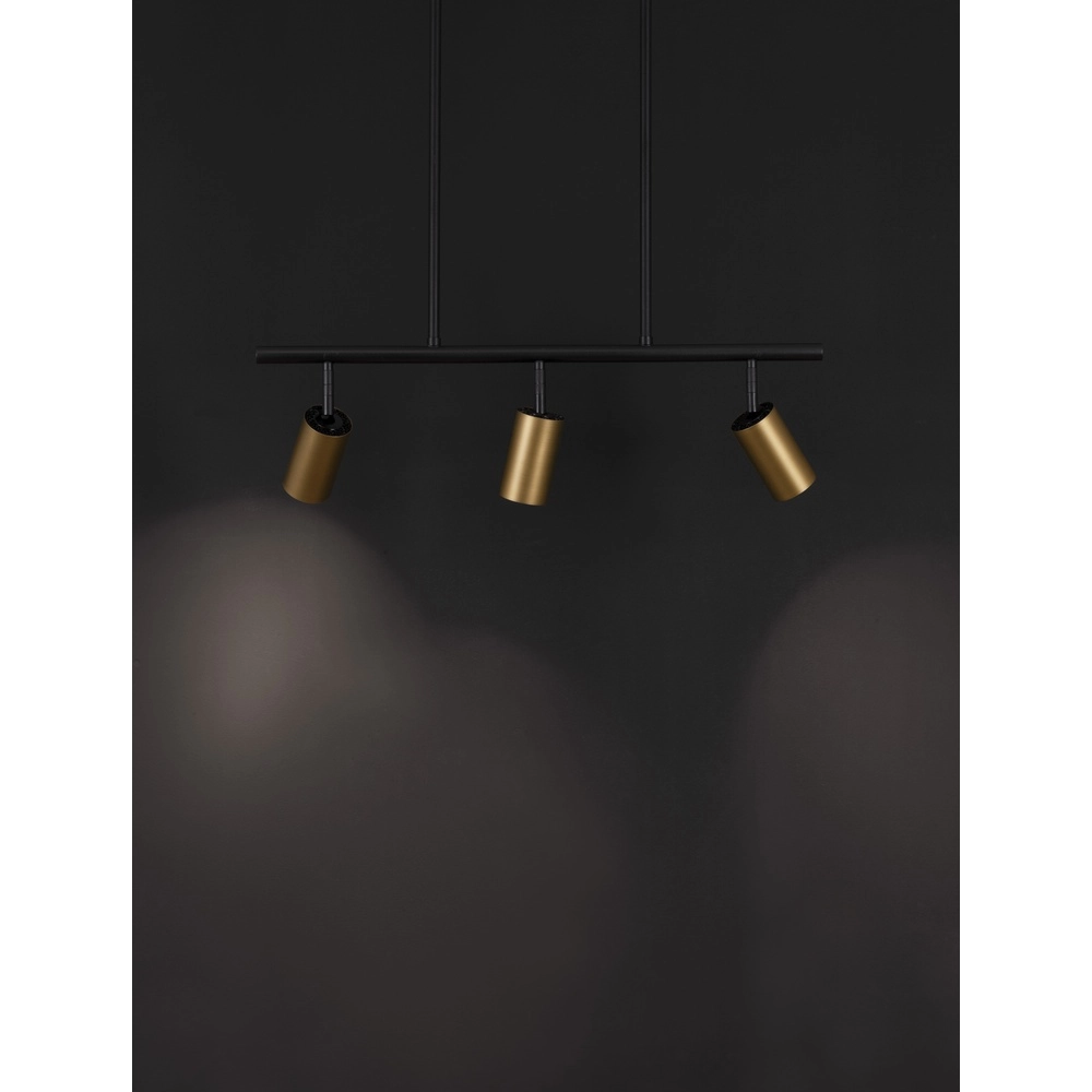 Suspension Pogno Noir 3 lumières avec droit doré Lyora 5212017440662