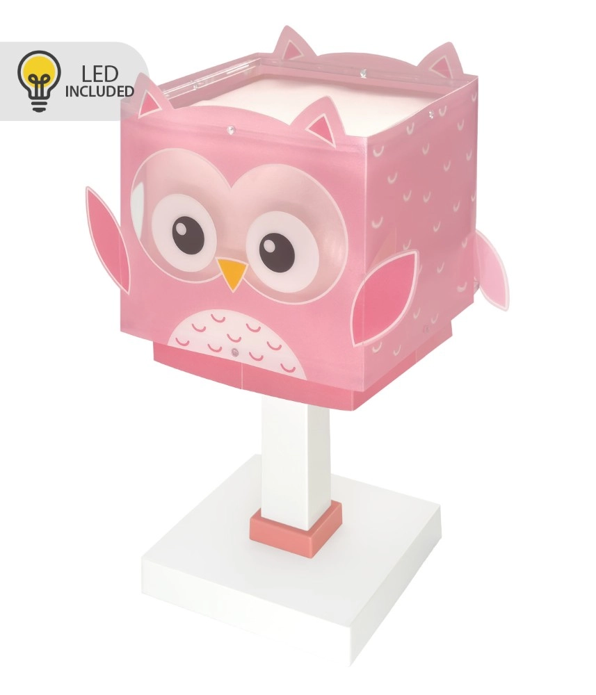 Lampe de table pour chambre d’enfant Owl rose