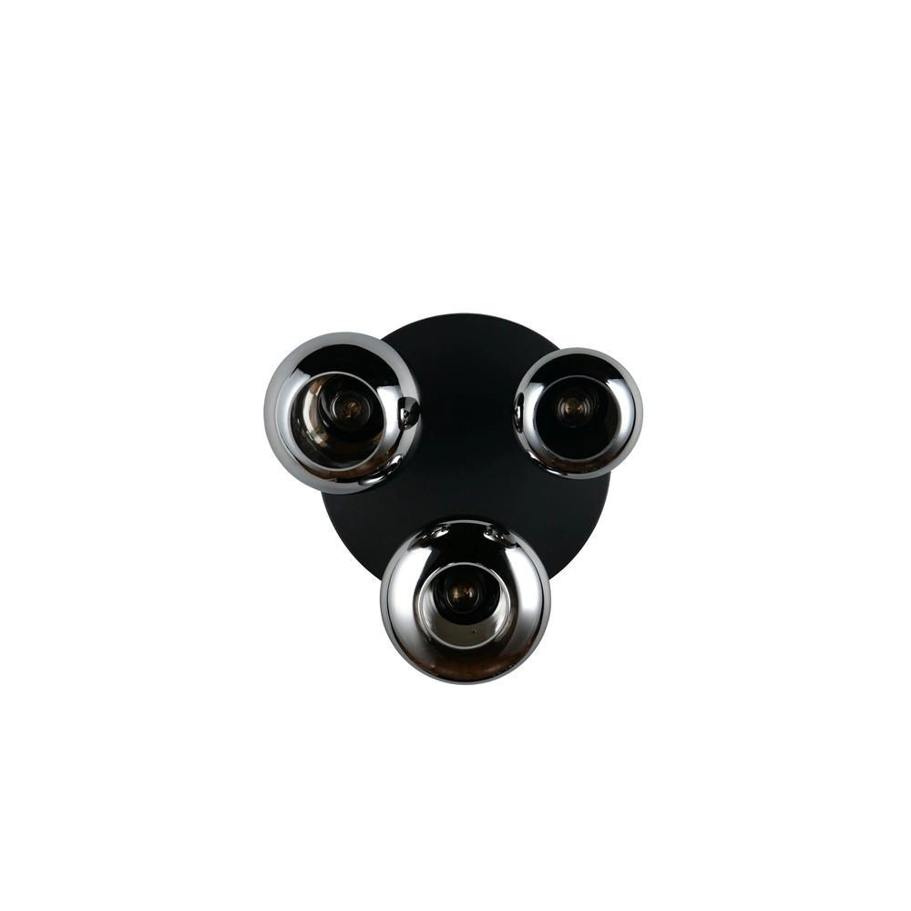 Plafonnier 3 lumières Lumina noir avec verre fumé Trio 4017807663167