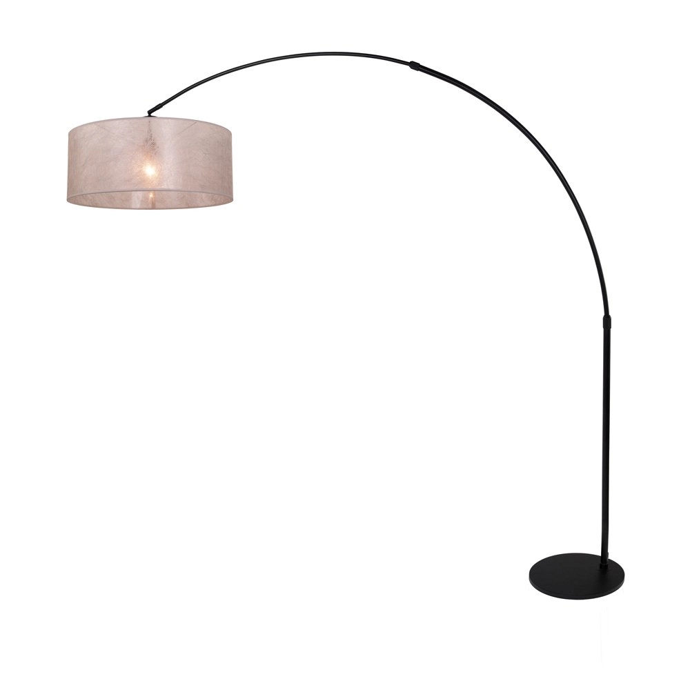 Lampe à arc Stresa noir avec teinte sizoflor argentée Lampe à arc Stresa noir avec teinte sizoflor argentée
