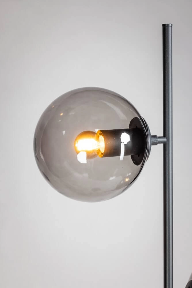 Lampadaire design Davina 2 lumières noir avec verre fumé ETH 8720195302759