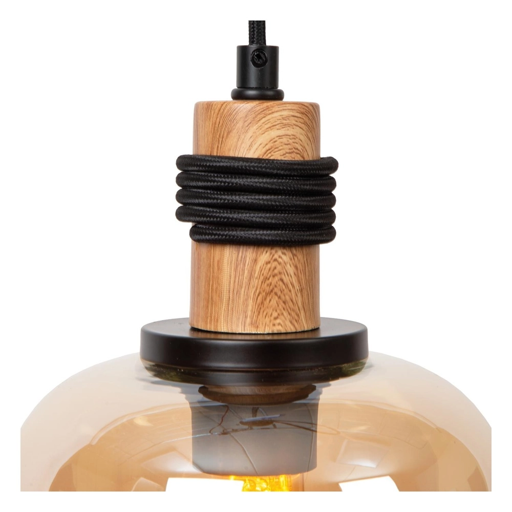 Lampe suspendue Ilona Ø 18 cm noir avec verre ambré Lucide 5411212452658