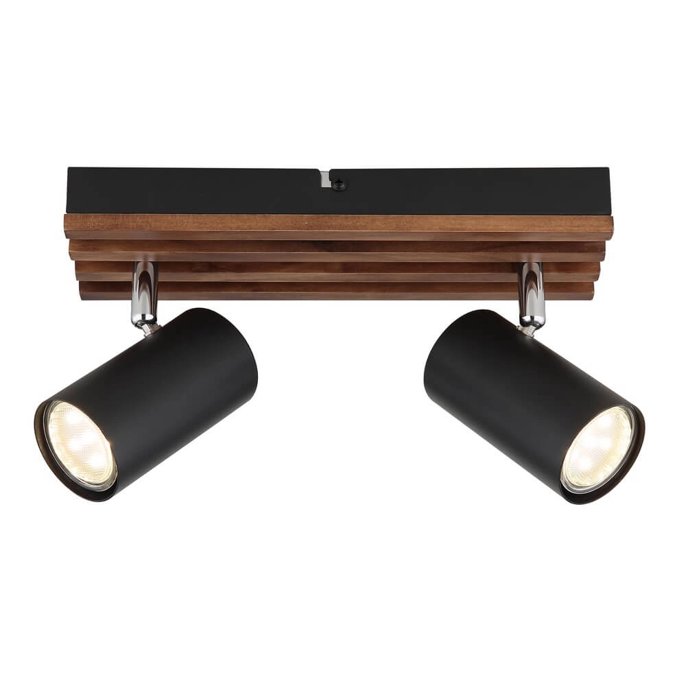 Plafonnier Kayden Double noir avec bois Globo 9007371528448